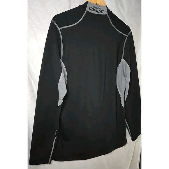 Nike Pro Combat Hyperwarm Dri-Fit Max Fitted Pullover Stretch, Sz XL, Black/Gray - Picture 6 of 10